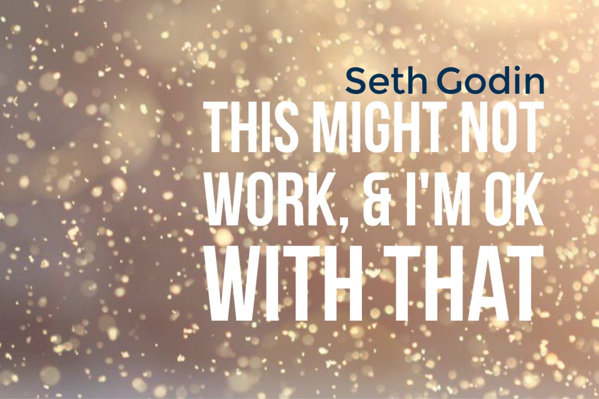 Quote from Seth Godin, This might not work, & I'm ok with that.